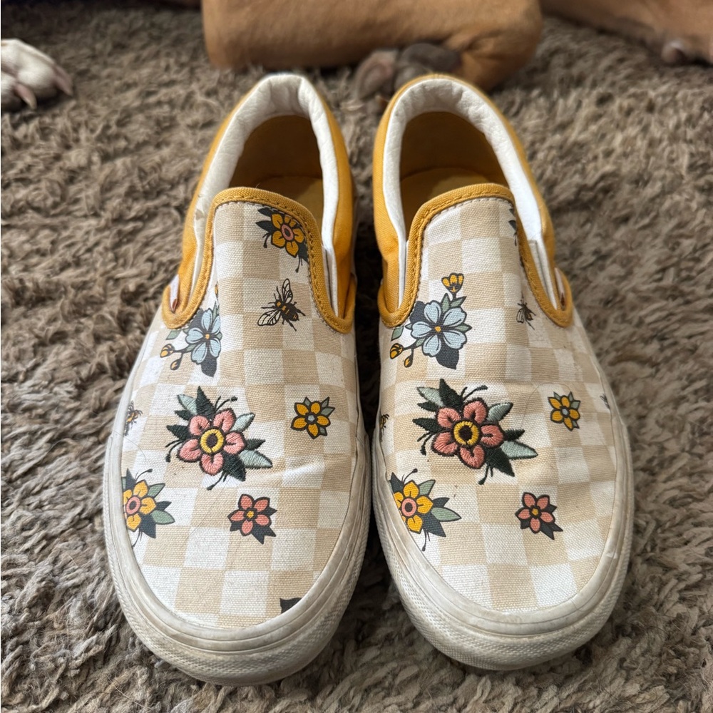 Vans Floral Checkered Slip-On Sneakers